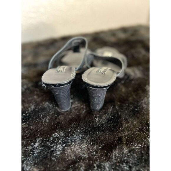 Brighton Black Leather "Resort" Sandal Slides 9 Leather Soles - Picture 3 of 8